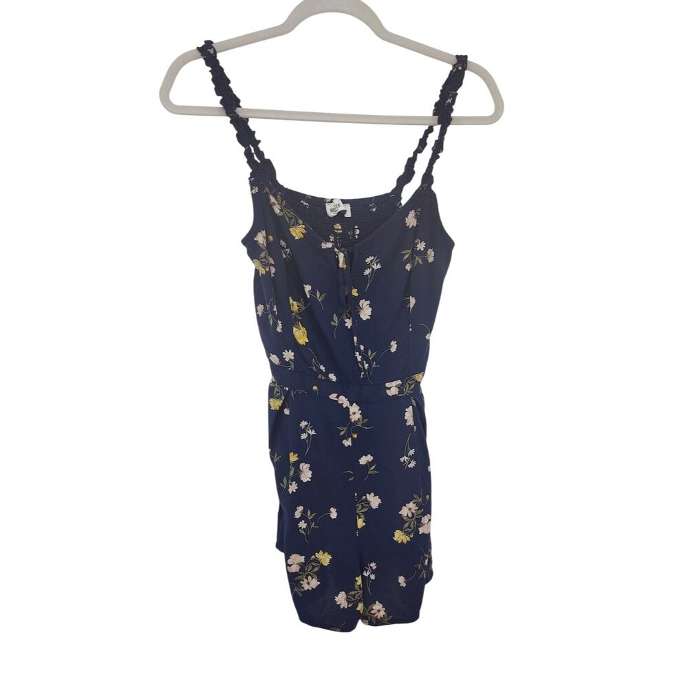Hollister Navy Floral Romper with Yellow & White Flowers